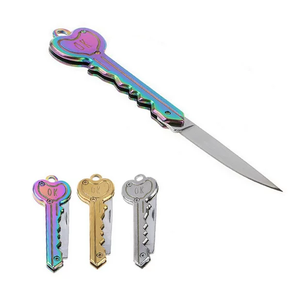 Stainless steel mini key knife camping outdoor keychain OK letter pocket convenient knife