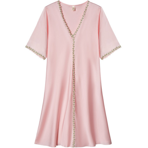 Wholesale high-end summer women's silk nightgown, ice-silk cool-feel short-sleeved dress, home wear for air-conditioned rooms, pajamas.