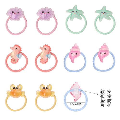 Cute cartoon mermaid rubber band, new baby marine animal hair band, hair band for little girls and children that does not hurt hair
