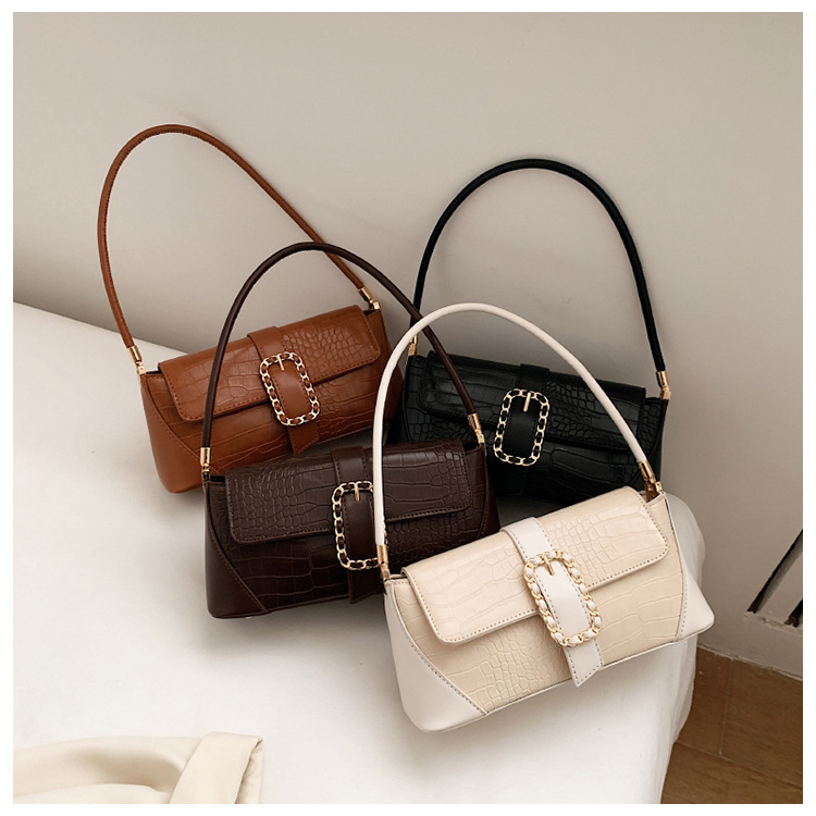 Women's Medium All Seasons Pu Leather Plaid Streetwear Square Zipper Buckle Baguette Bag display picture 6