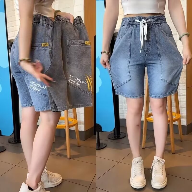 Verano 2024 pantalones cortos de mezclilla marca de moda para hombre vibe pantalones de cinco puntos sueltos y versátiles pantalones de herramientas bonitos