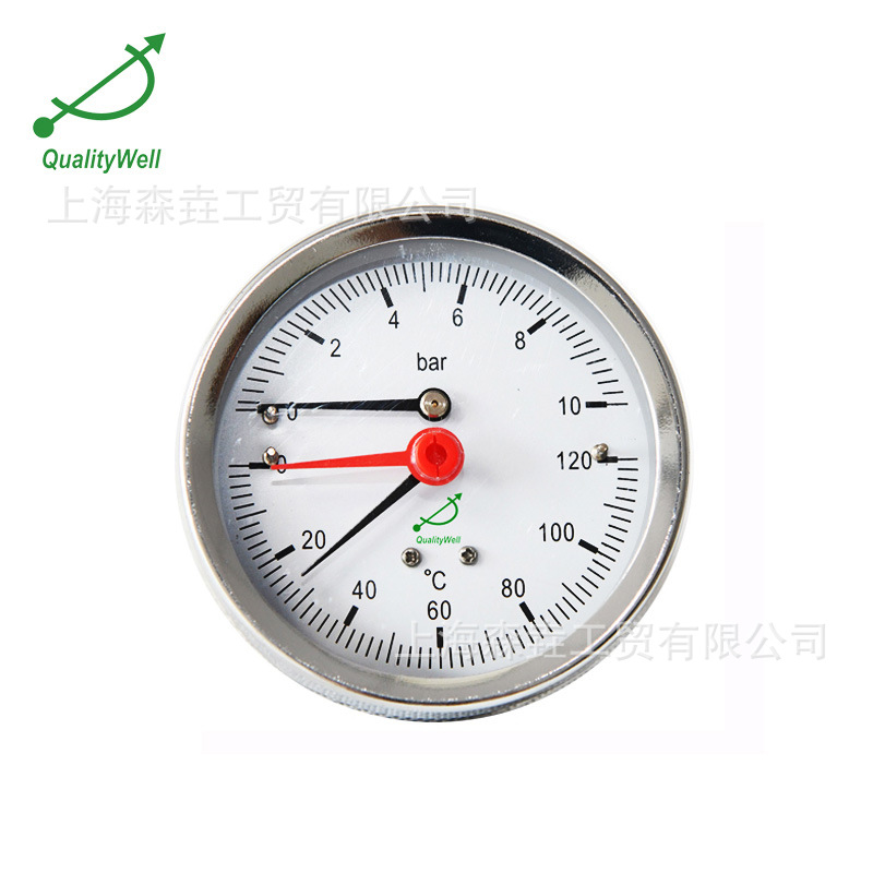 80mm轴向型温度压力一体表通用接口设计 带铜阀门带设定针 WHT-20