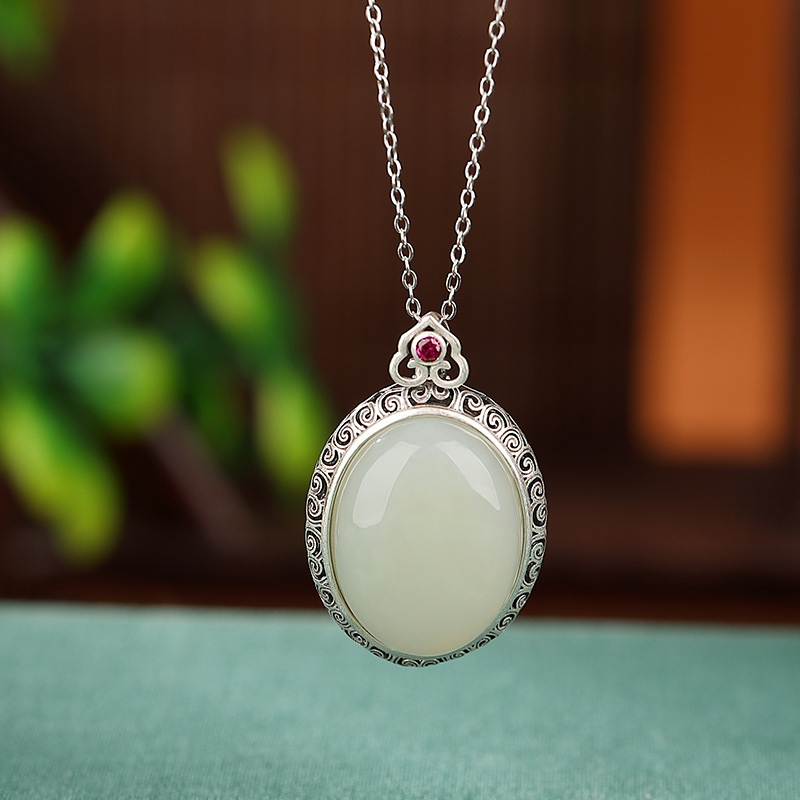 Mặt dây chuyền bạc S925 hình bầu dục trơn — Mặt Dây chuyền đơn (không có dây chuyền)