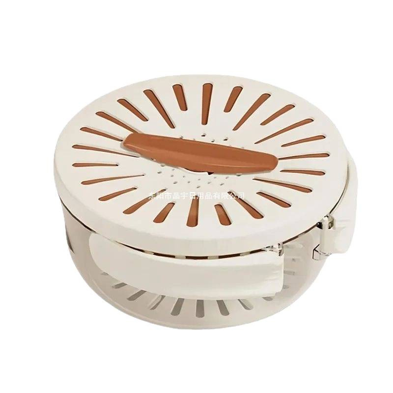 Cesta de drenaje multifuncional de cocina para lavar frutas y verduras artefactos caseros refrigerador caja de preservación de fresco doble capa plegable con mango tazón