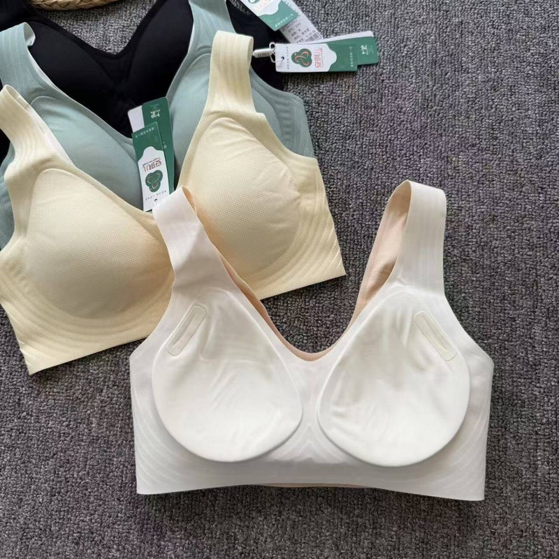 2071#M-2XL固定杯套头乳胶杯舒适内衣聚拢调整型文胸冰丝|undefined