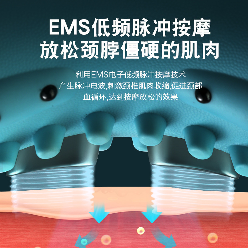 多機能肩と首のマッサージャーマッサージ枕ポータブル家庭用電気混練首 EMS 温湿布パルス新しい|undefined