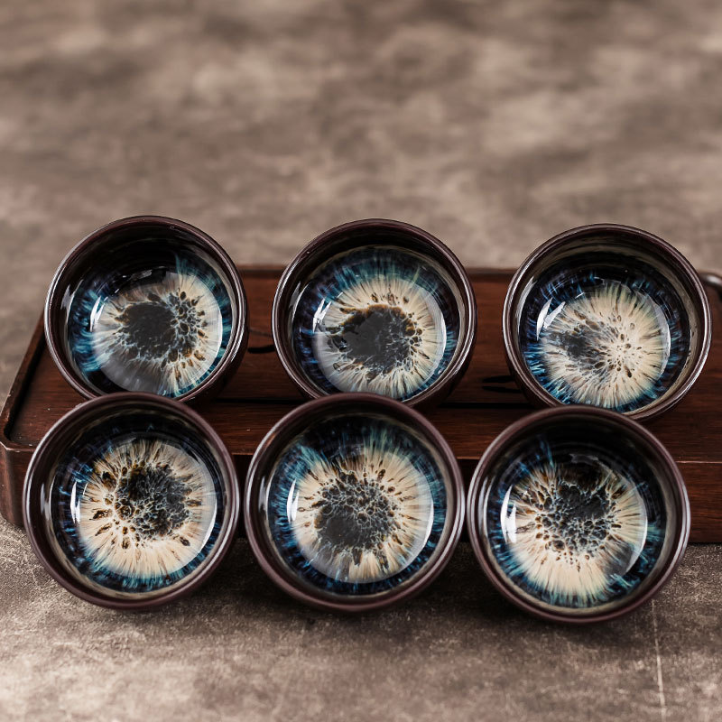 Kiln change teacup ceramic single small teacup kung fu teacup teacup tea ceremony zero with tea cup Kiln change teacup ceramic single small teacup kung fu teacup teacup tea ceremony zero with tea cup