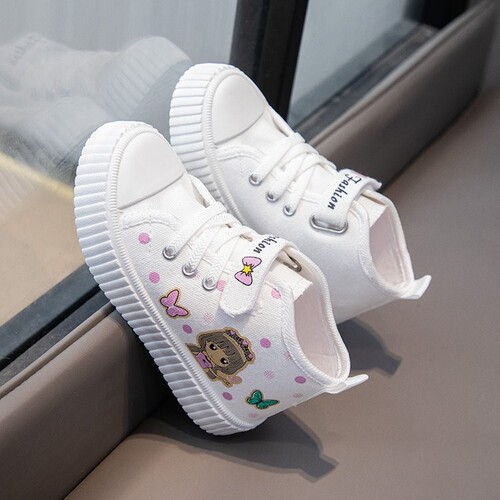 New girl canvas shoes, suitable for spring and autumn, versatile children's shoes, casual shoes for primary school students, high-top cartoon board shoes