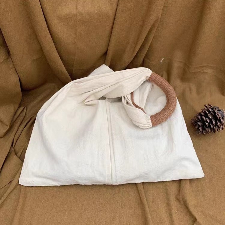 Borsa a mano casual in tela a spalla artistica in cotone e lino francese, borsa da donna_voghion.com