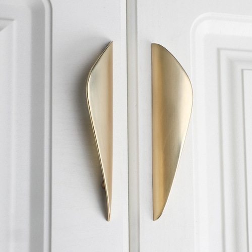 Modern simple curved pair of handles gray gold cabinet wardrobe door handle piece-mounted drawer furniture handle