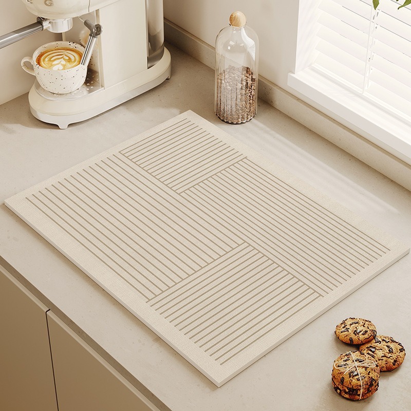 シンプルなキッチン排水マット家庭用食器乾燥マットカウンタートップ吸収性マット珪藻泥滑り止め断熱マットダイニングテーブルマット|undefined