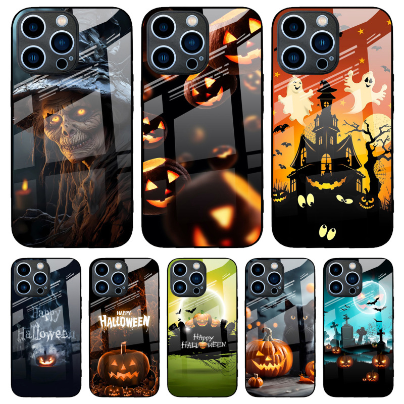 Suitable for Halloween Apple 17Pro Mobile Phone Case Apple 16Promax New Tempered Glass 14 Drop Shipping