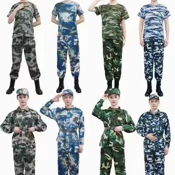 Thickened Pure Cotton Summer Camouflage Military Training Uniform T-Shirt Student School Uniform Training Uniform Group Activity Short-Sleeved Clothing