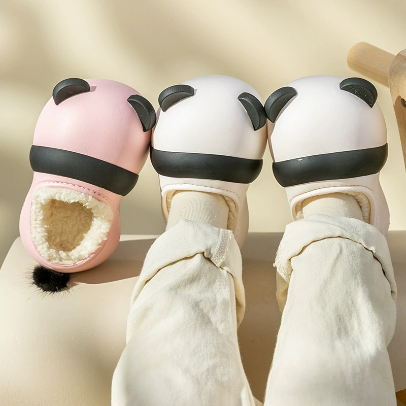 2023 Креативные тапочки из хлопка панды зимние какашки из ЭВА водонепроницаемые домашние Тапочки плюшевая обувь для родителей и детей верхняя одежда