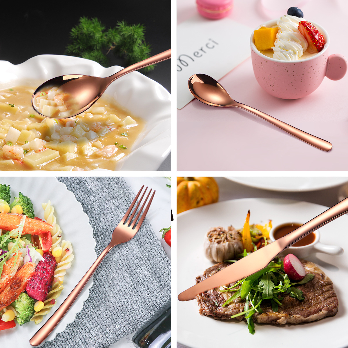 Juego de vajilla de acero inoxidable para el hogar Cuchillo de hogar de cuatro piezas de 24 piezas, tenedor, caja de almacenamiento de cuchara