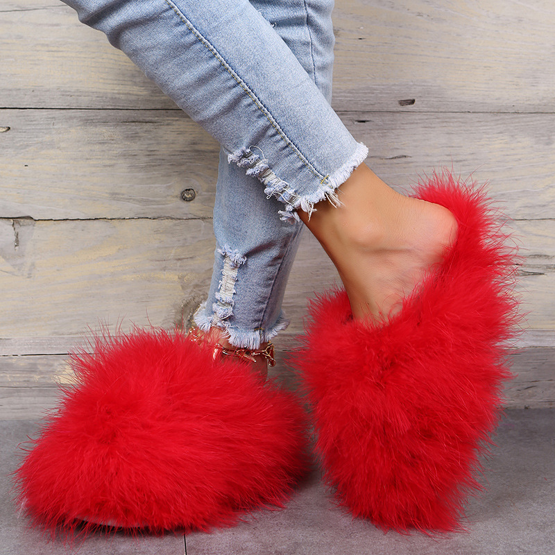 Solid Color Thicken Plush Slippers NSKJX112133