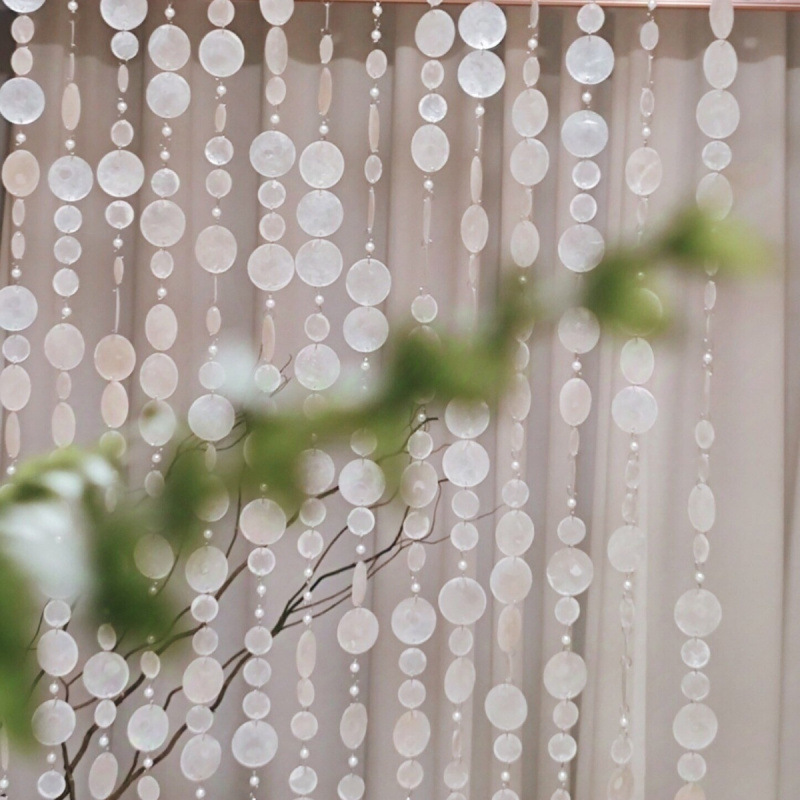 Shell Disc French Fantasy Pearl Bead Curtain Romantic Wedding Stage Props Partition Decoration Beaded Curtain Door Curtain