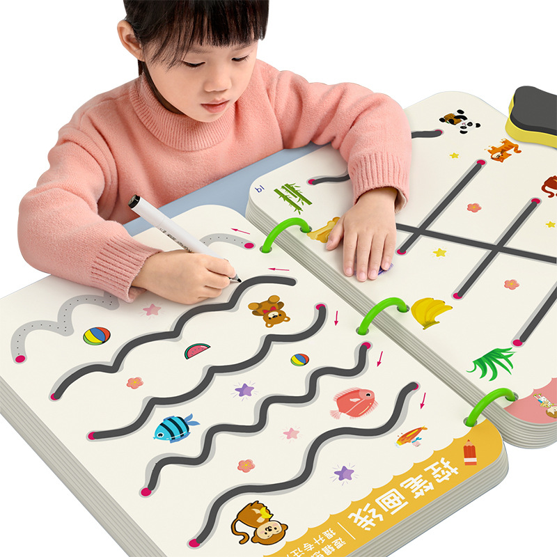 Entrenamiento de lápiz de control para niños Ejercicio de lápiz de escritura borrable Entrenamiento de concentración Libro de educación temprana para niños Tarjeta de iluminación Juguetes educativos