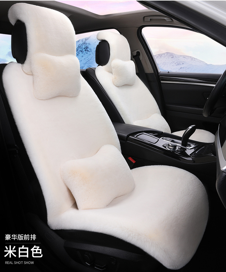 Cross-border 2026 new winter rabbit fur plush seat cushion with lumbar support, thickened car seat pad, car interior seat cushion, non-slip