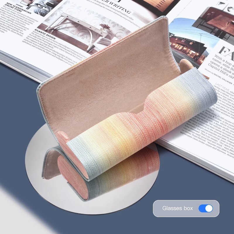 Glasses case rainbow drop-resistant large frame portable sunglasses box for male and female students ins fresh simple girl heart