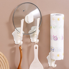 Kitchen rack hook multi-functional lazy rag rack paper towel rack cutting board pot lid rack no punching wall hanging storage rack