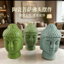 套圈陶瓷佛头摆件跨境亚马逊文殊菩萨佛像家居装饰工艺品玄关客厅