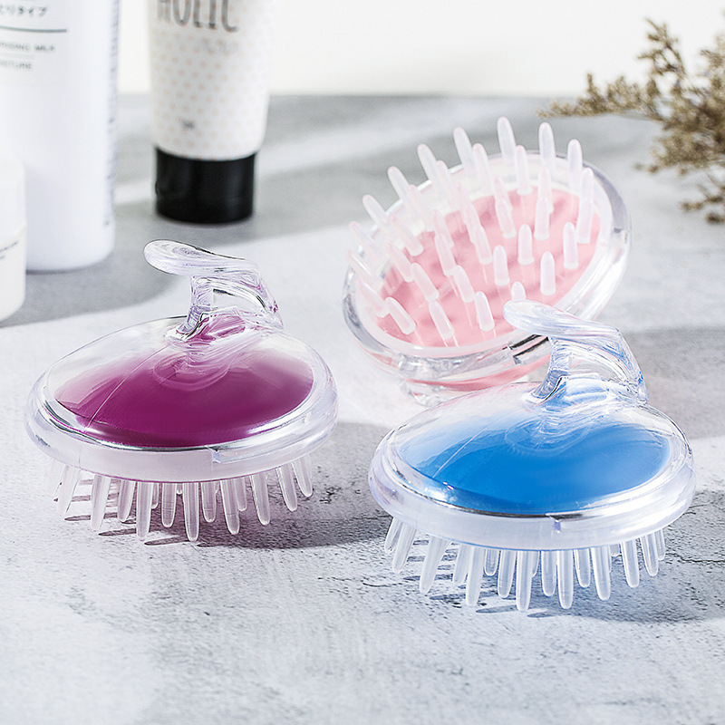 Crystal transparent shampoo brush head massage shampoo brush shampoo massage brush bath brush silicone shampoo brush internet celebrity same style