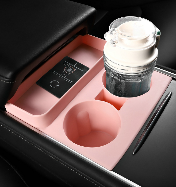 Suitable for Tesla Model3/Y central control car water cup holder water cup stopper silicone coaster interior storage slot