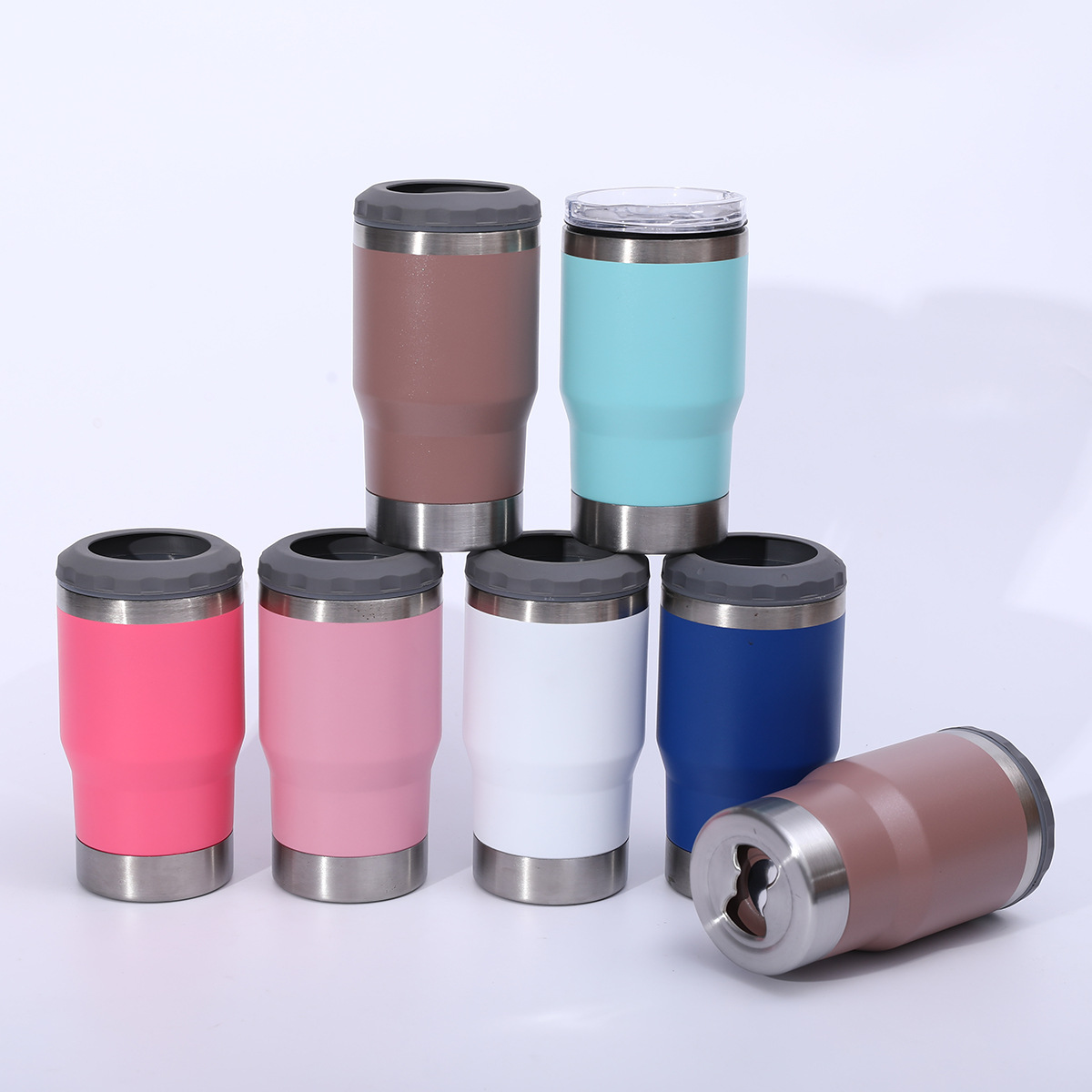 크로스보더 새로운 14온스 크리에이티브 콜드 캔에는 병따개, 이중층 진공 단열 컵, 야외 휴대용 자동차 컵이 함께 제공됩니다.