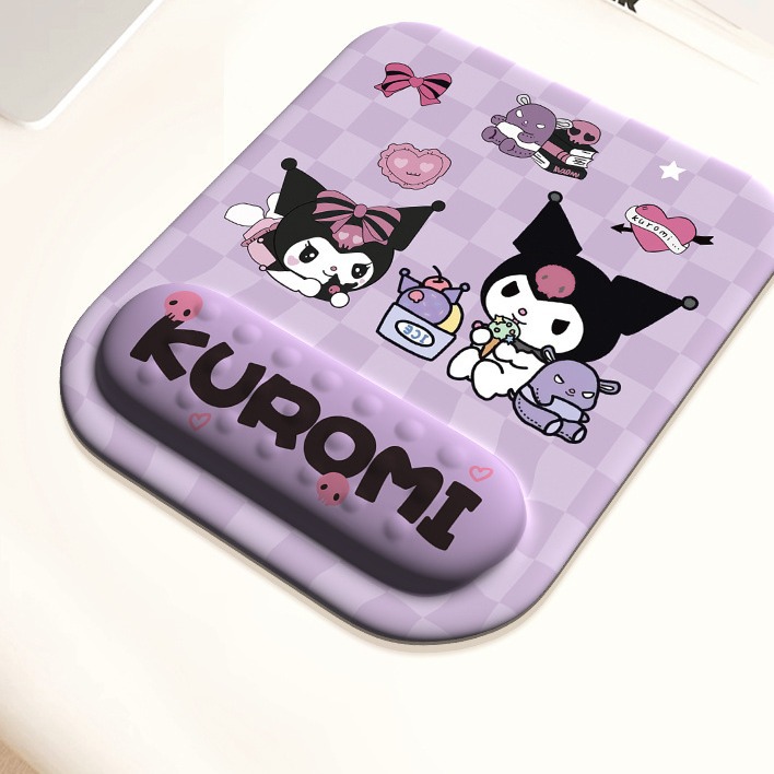 Sanrio Kulomi 딸기 곰 마우스 패드 손목 보호대 손 브래킷 보호 손목 사무실 책상 매트 컴퓨터 키보드 매트