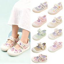 夏季热销可爱小碎花女童帆布鞋休闲魔术贴方口鞋女宝宝浅口平底鞋