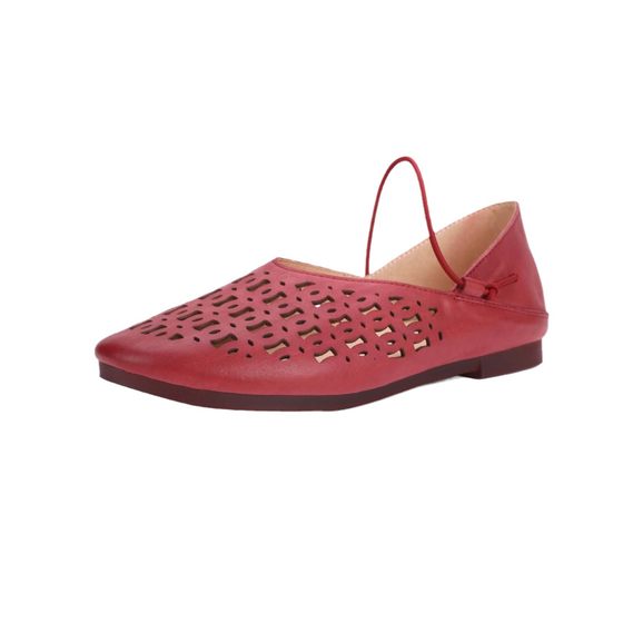2024 Spring and Summer New Retro Genuine Leather All-match Comfortable Soft-top Soft-soled Women's Single-layer Shoes Non-slip Cut-out Sandals
