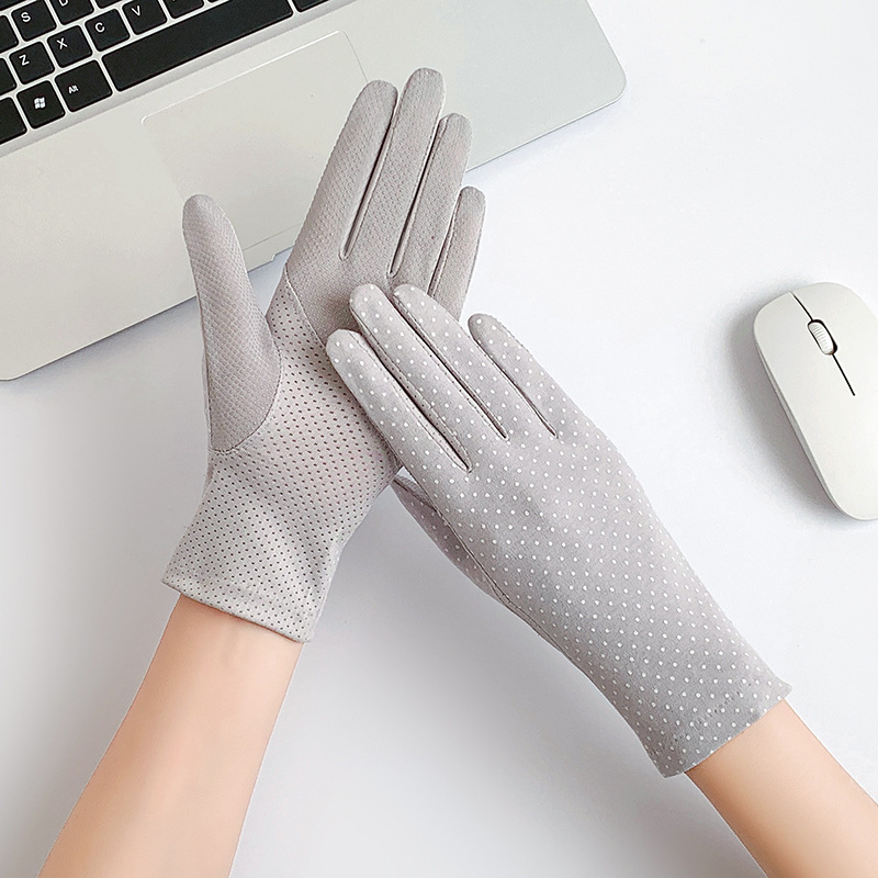 開車防曬手套女棉薄款防紫外線棉騎車觸屏透氣防滑夏季防曬女手套