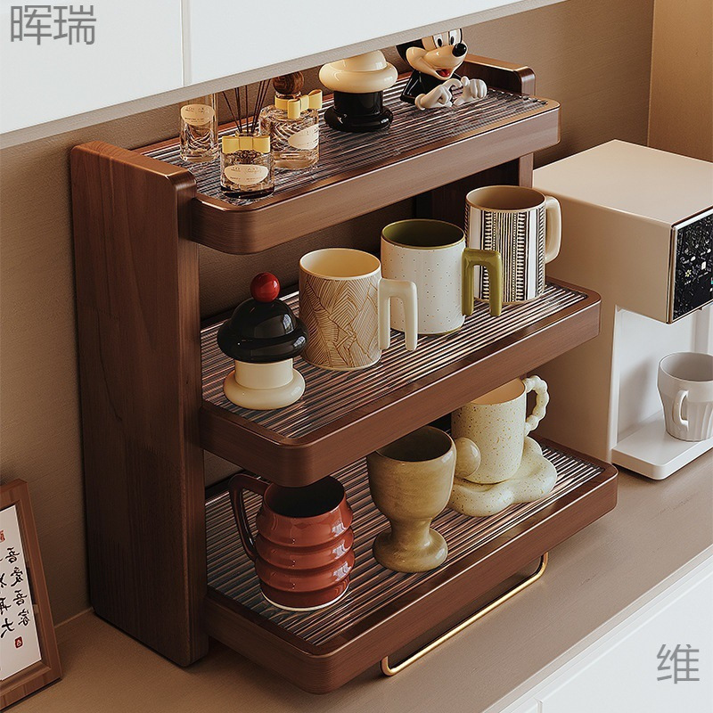 实木杯架置物架桌面多层台面杯架子收纳桌上小型放水杯茶杯茶具架|undefined