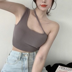 Cross-border women's new design strapless one-piece bralette crop top with built-in pads, suitable for wearing as a base layer or outerwear, beautiful backless top