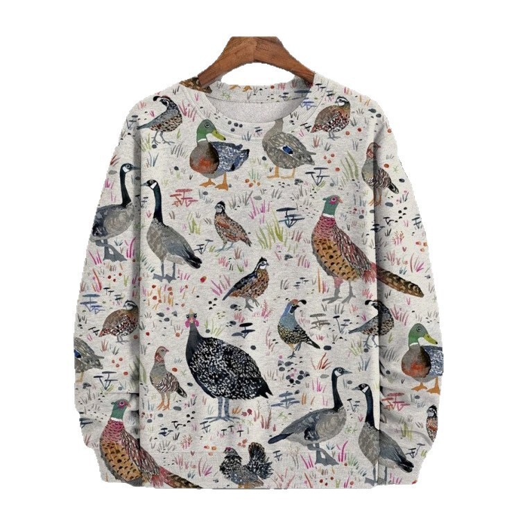 2025 Autumn and Winter Cross-Border New Sweatshirt 3D Digital Printing Men's Autum Street Trendy Crew Neck Top
