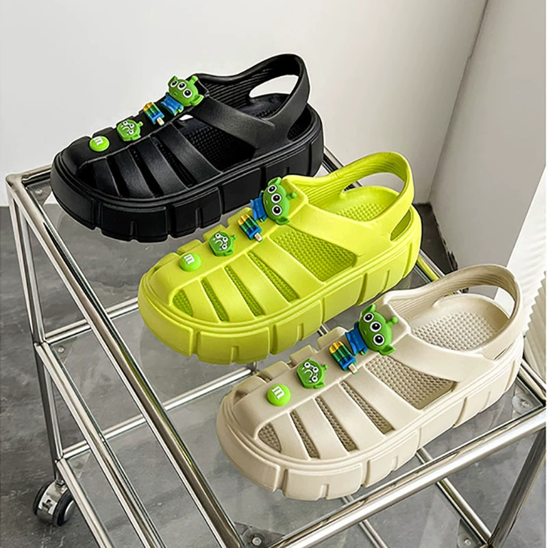 Новые римские сандалии на толстой подошве для активного отдыха, сабо из ЭВА, закрытые пляжные шлепанцы, модные повседневные сандалии.