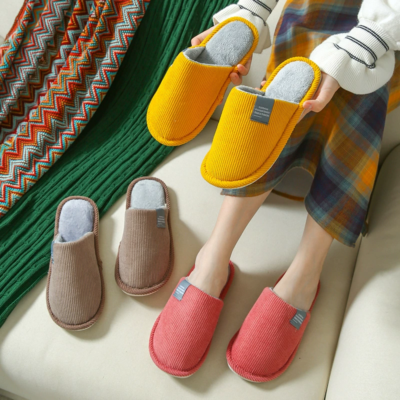 Осенний и зимний Baotou домашний деревянный пол с этикеткой вельвет крытый пол дома теплая пара хлопчатобумажные тапочки оптом