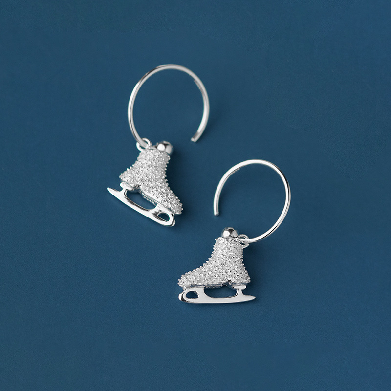 Color Original Ice and Snow Appointment Sterling Silver Light Luxury Exquisite Sparkling Ice Shoes Childlike Cute Fun Earrings