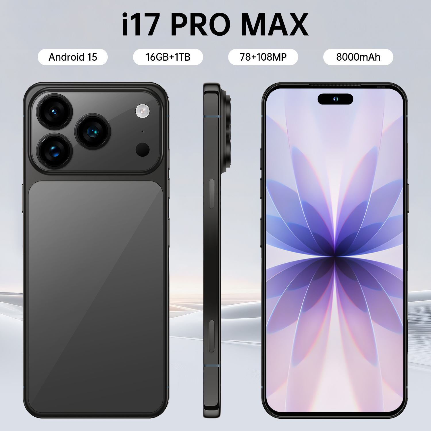 Smartphone Android de Pantalla Grande i17 ProMax de 7,3 Pulgadas, Ocho Núcleos, Doble SIM image 5
