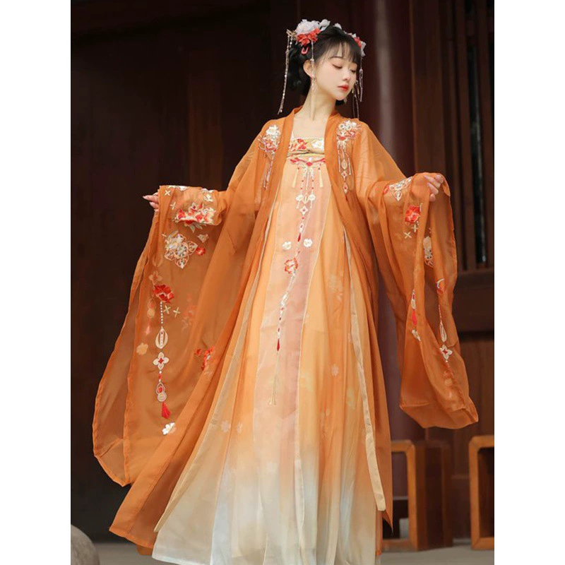 Новый оригинальный Hanfu женский костюм с большими рукавами