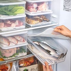 可沥水冰箱收纳盒带盖食物果蔬透明保鲜盒厨房分类食品整理塑料盒