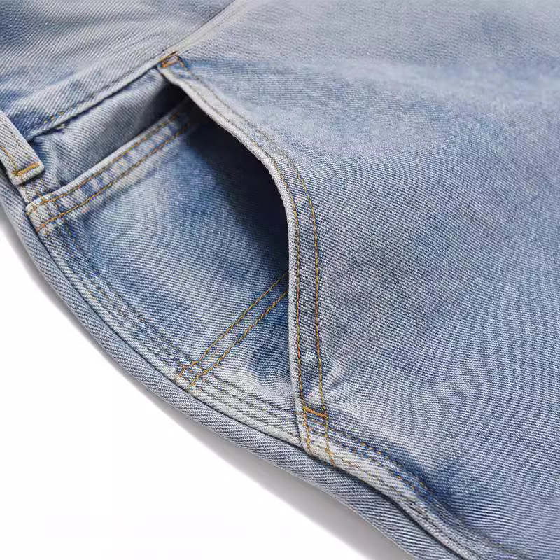 Men's Clothing high street water ins same style men's washed vibe style loose patch pocket stitching zipper jeans logging pants_voghion.com