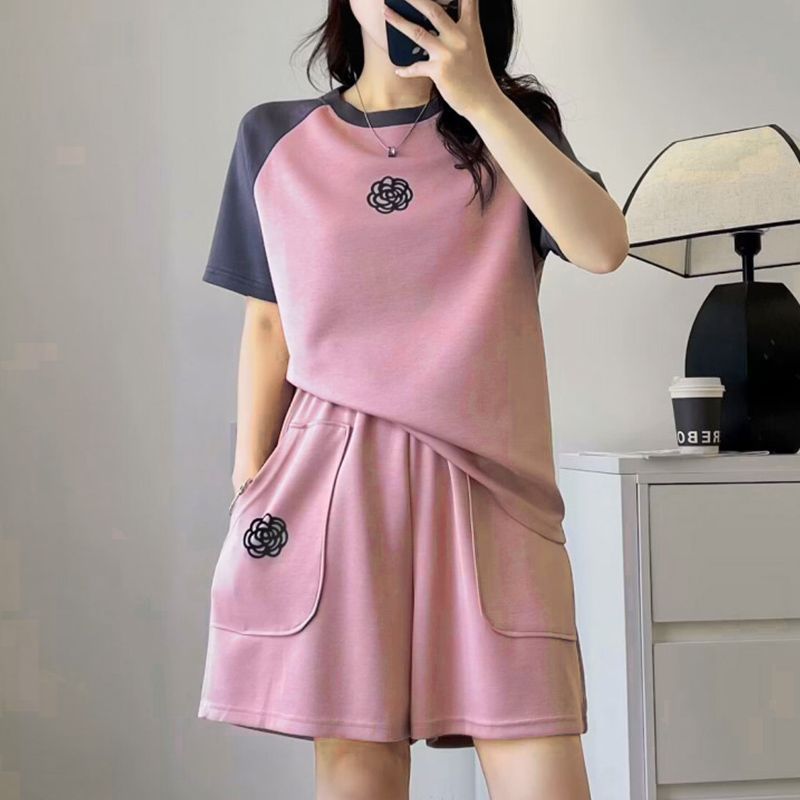 Women's Clothing Summer Fashion Two Piece Set For Women Color Block Slimming Loose Casual Plus Size Clothing_ecoleips.com
