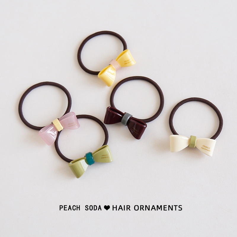 Oxygen Girl ~ Elegant Acetic Acid Bow Hair Ring Rubber Tendon Women's Tie Simple High Elastic Durable Hair Rope Headwear
