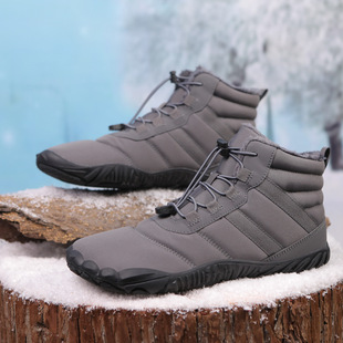 Cross-Border New Velvet Outdoor Shoes for Men, Thickened Cold-Proof Five-Finger Cotton Shoes for Women, Large Size Fashionable Warm Cotton Boots for Couples