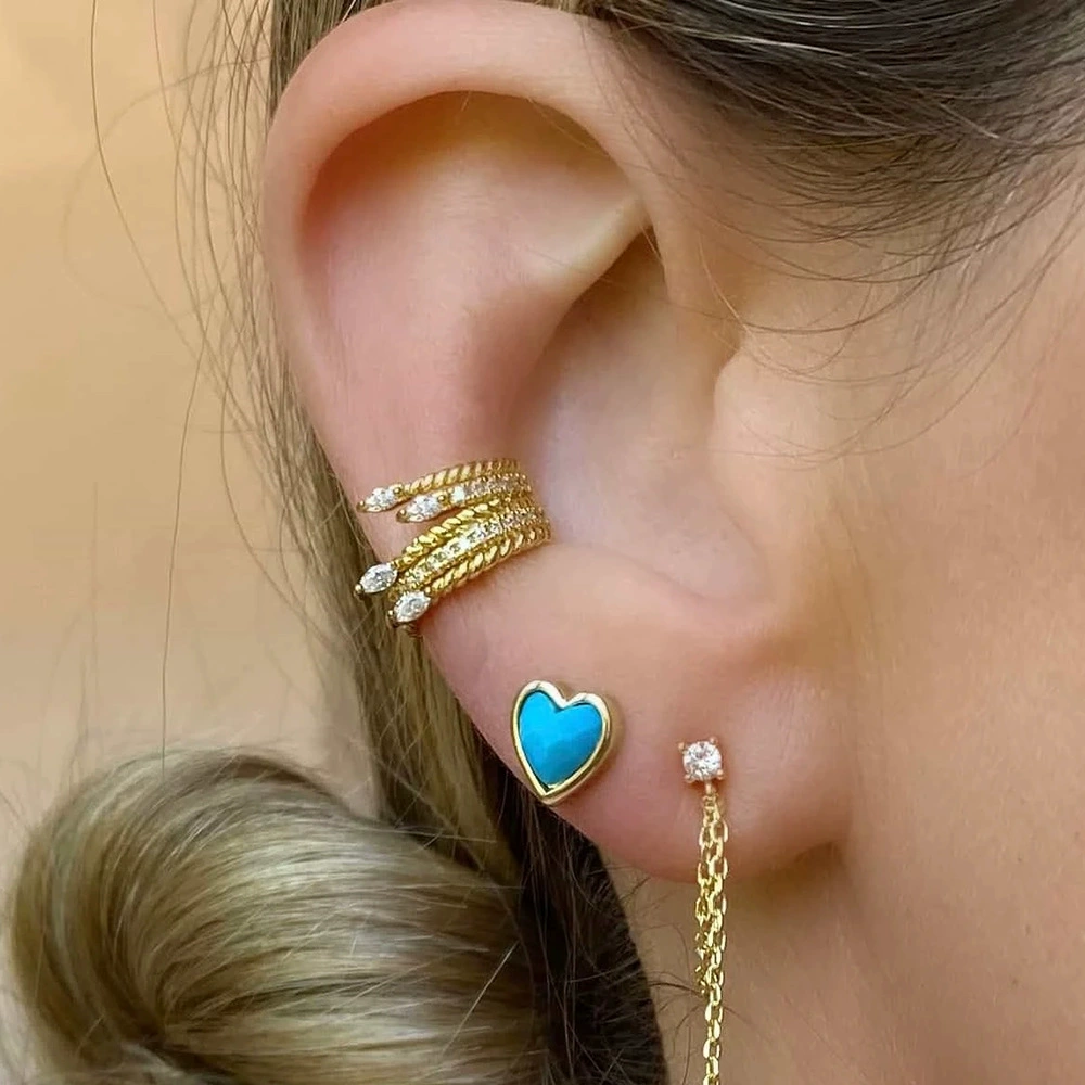 Ретро серьги зажимы, золотое украшение, серьги без проколов, европейский стиль