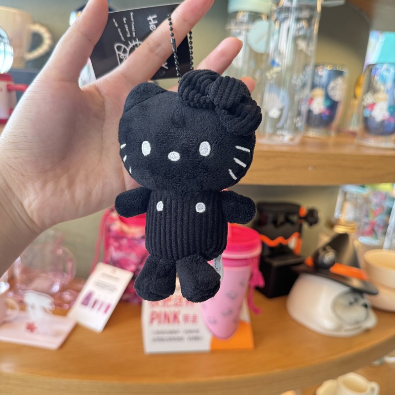 日系卡通动漫灯芯绒卷毛摇粒绒KT猫钥匙扣挂件公仔女生背包挂饰|undefined