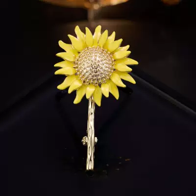 Sunflower Brooch, a Light Luxury Yaxa sancaqları - golden-pole-sunflower-z-552