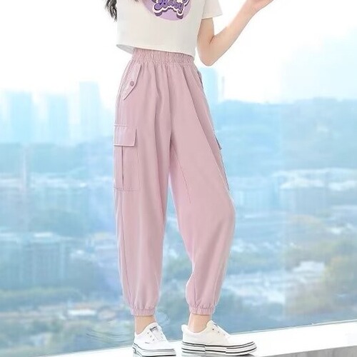 Children's Mosquito-Proof Pants Summer 2024 New Ice Silk Thin Sports Pants Kids Workwear Pants for Girls Big Kids Summer Outfit
